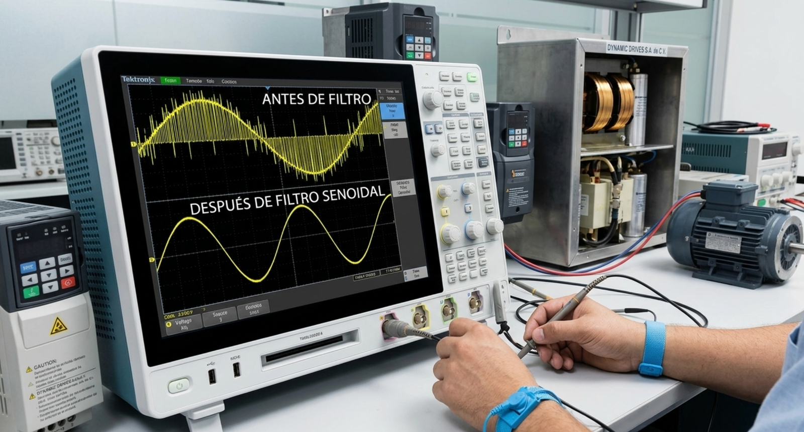 Sistema convertidor con transformador trifásico conectado a máquina para fabricar block de concreto